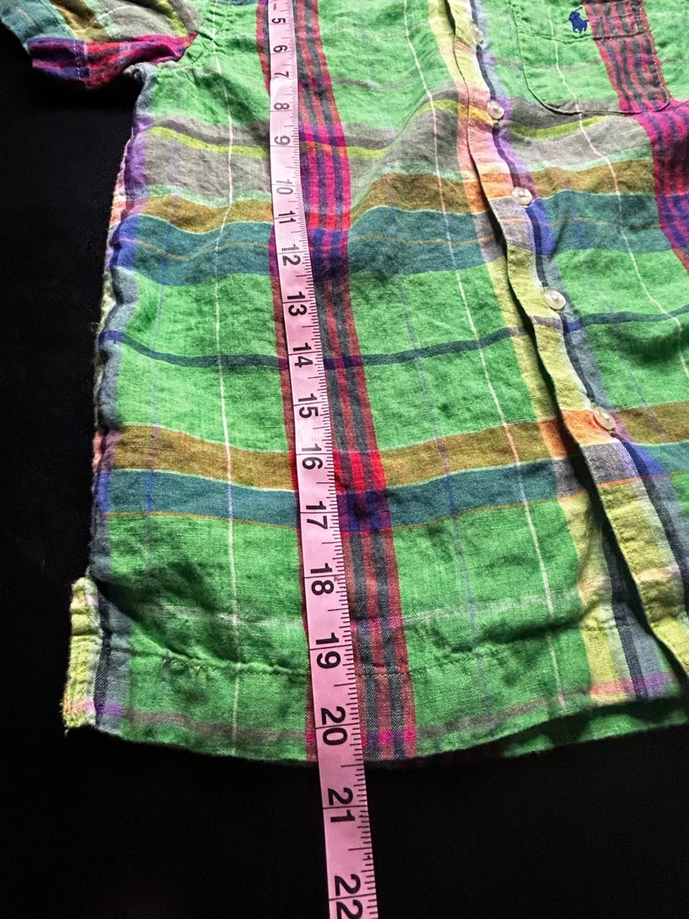 Ralph Lauren Neon Green Multicolor Plaid Short-Sleeve Button-Down Shirt - Kids
